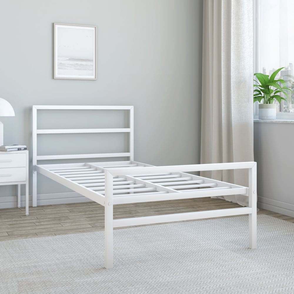 Striker Metal Bed (White) + ECOAIR Latex Mattress (Single)