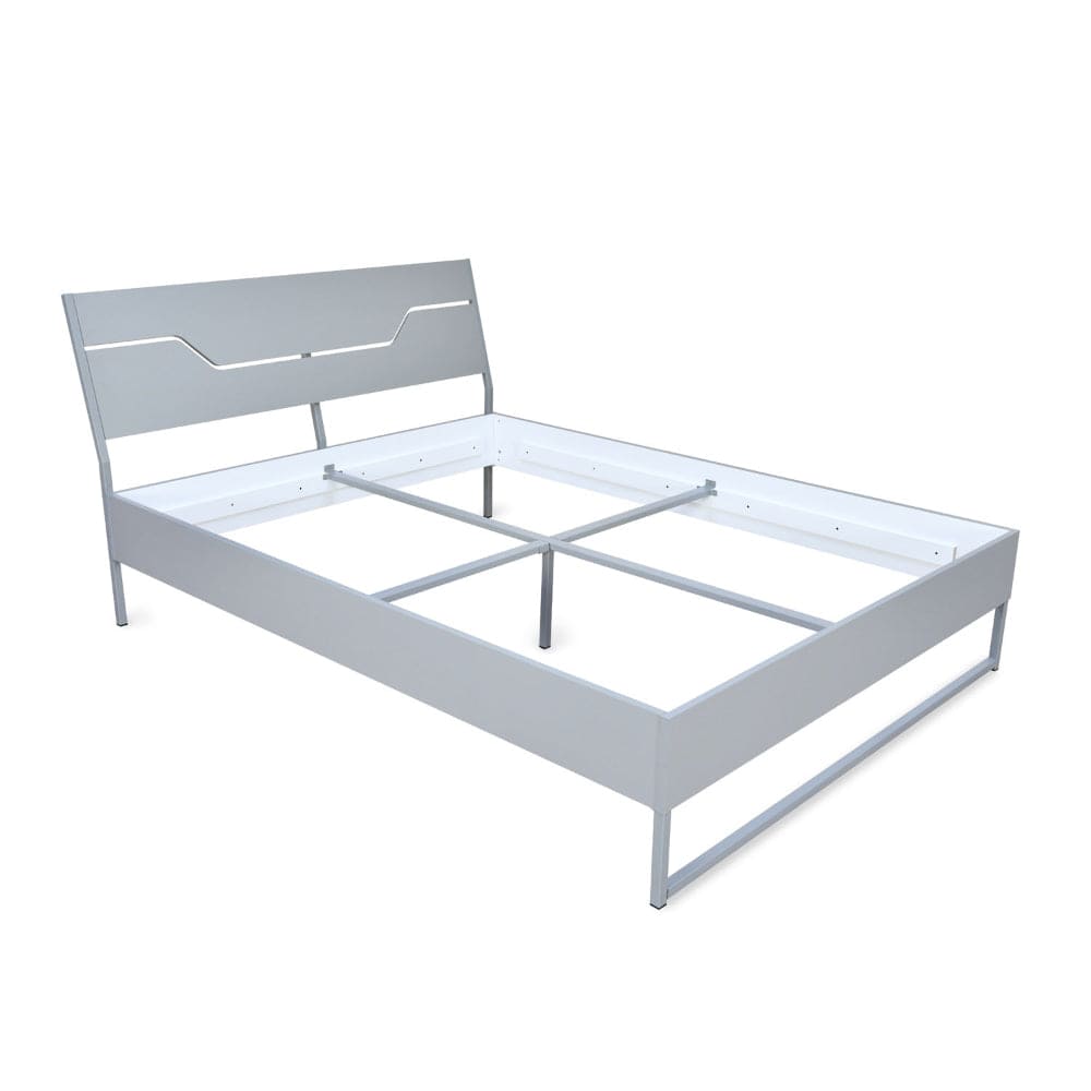 Grande Wood and Metal Hybrid Bed (Grey) + Plus Memory Foam Mattress (Queen)