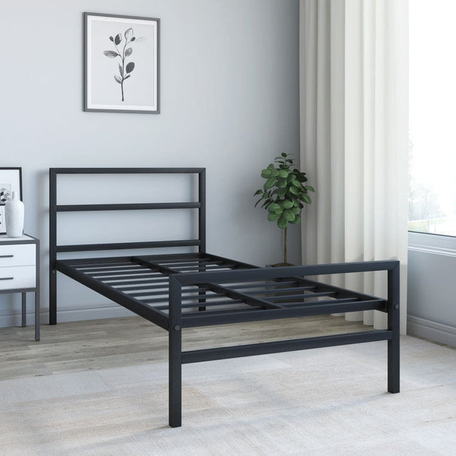 Striker Metal Bed (Black) + ECOAIR Latex Mattress (Single)