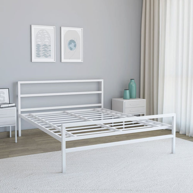 Striker Metal Bed (White) + ECOAIR Latex Mattress (Queen)