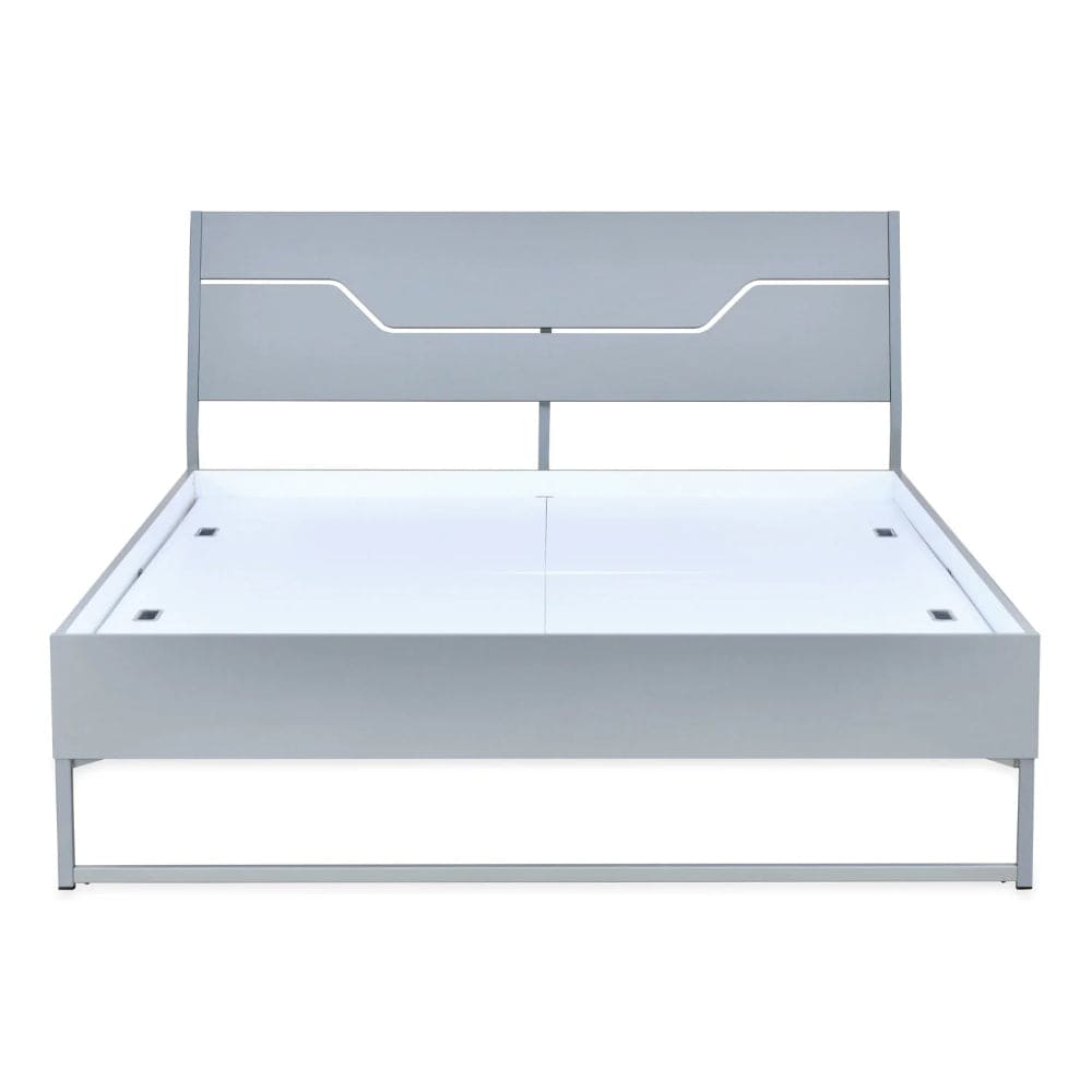 Grande Wood and Metal Hybrid Bed (Grey) + Plus Memory Foam Mattress (Queen)