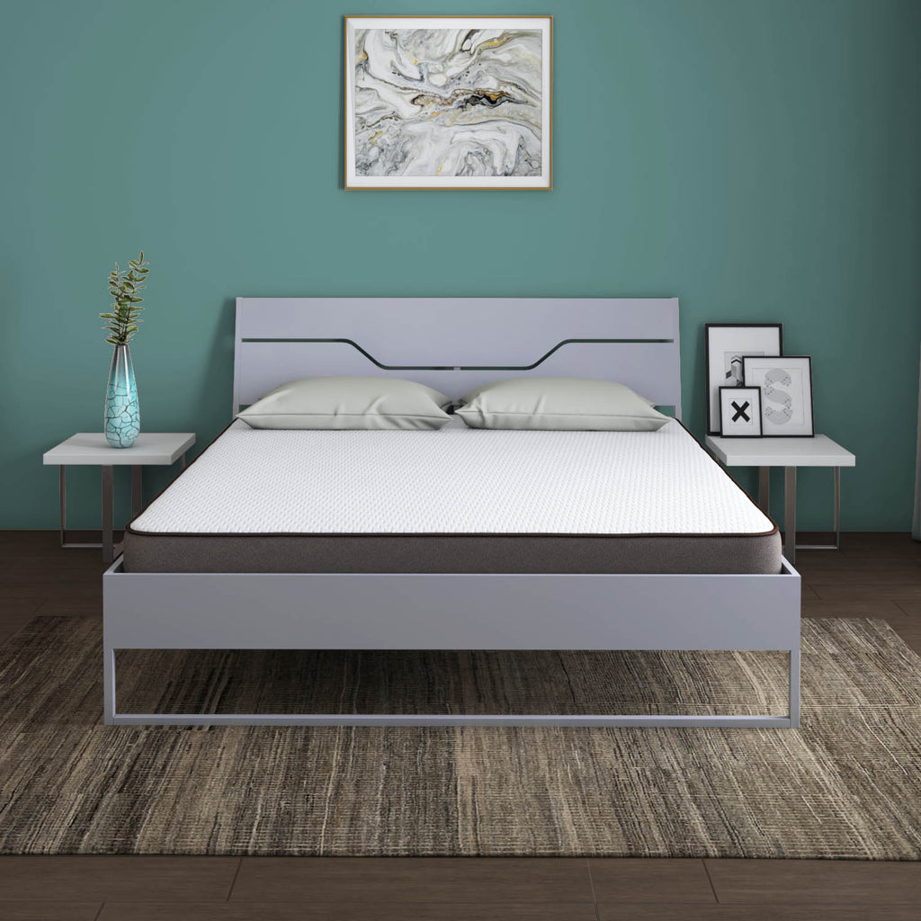 Grande Wood and Metal Hybrid Bed (Grey) + Lite Dual Comfort Mattress (King)