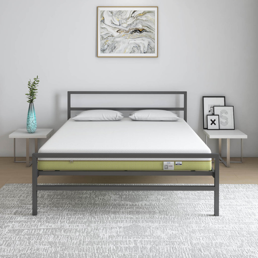 Striker Metal Bed (Black) + ECOAIR Latex Mattress (Queen)