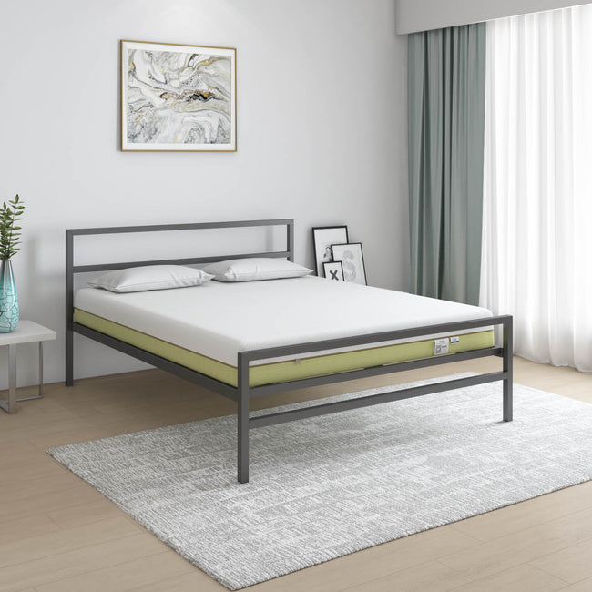 Striker Metal Bed (Black) + ECOAIR Latex Mattress (Queen)