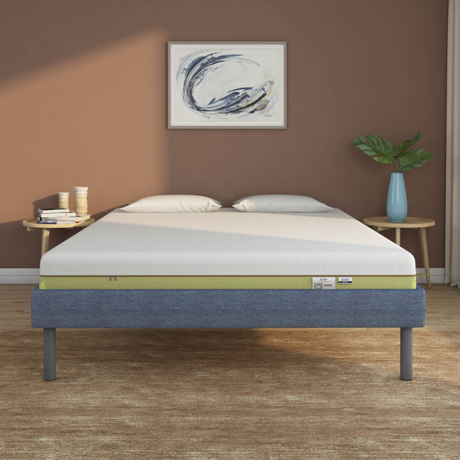 Velvette Upholstered Bed (Blue) + ECOAIR Latex Mattress (King)