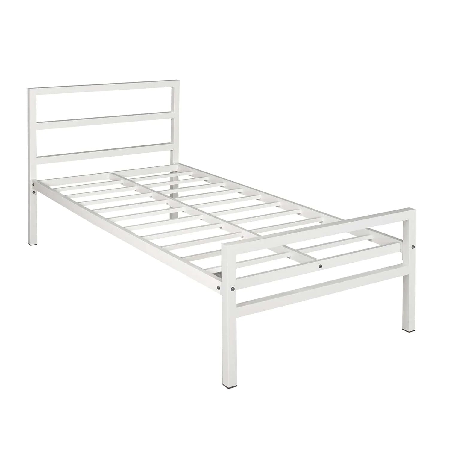 Striker Metal Bed white Plus Mattress Single bed side image
