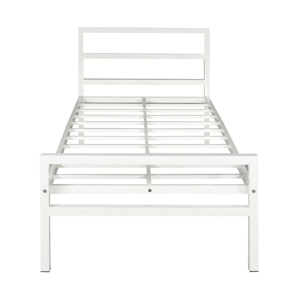 Striker Metal Bed white Plus Mattress Single bed front image